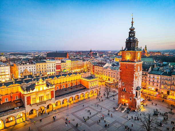 Kraków Main Market Square at dusk